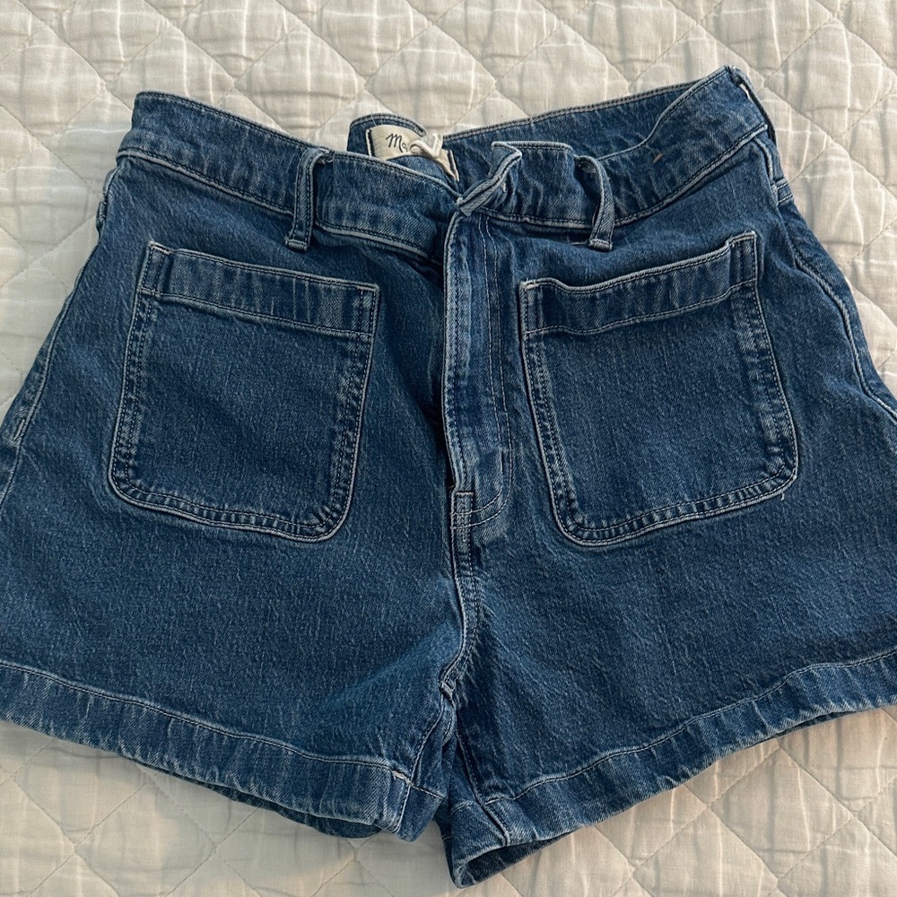 Madewell Dark Blue High Rise Sailor Jean Shorts
